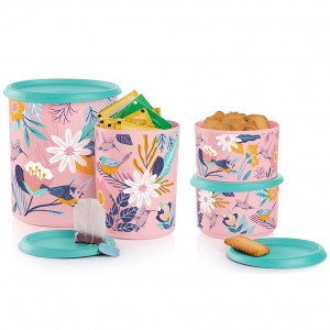 Tupperware Blushing Meadow One Touch Canister Set Candy Floss Dry Storage | CBF691734