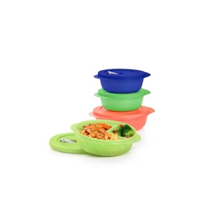 Tupperware Crystalwave Plus 4-pc. Round Set Blue Microwave Reheatable | HCZ021465