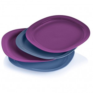 Tupperware Microwave Reheatable Luncheon Plates Blue Plates and Bowls | OQP935107