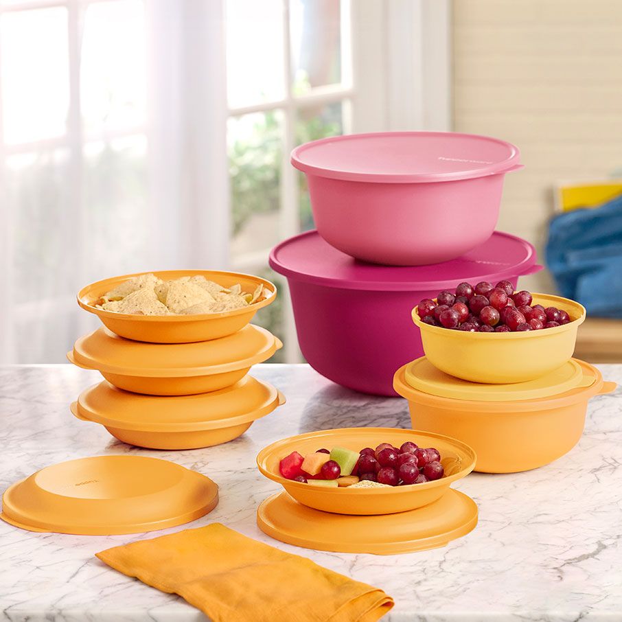 Tupperware Aloha Home Serving Collection Orange Plates and Bowls | PZS016428