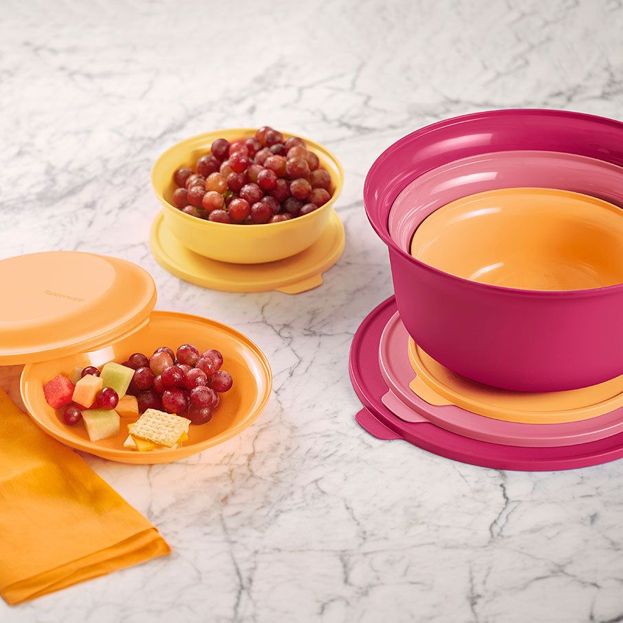 Tupperware Aloha Home Serving Collection Orange Plates and Bowls | PZS016428