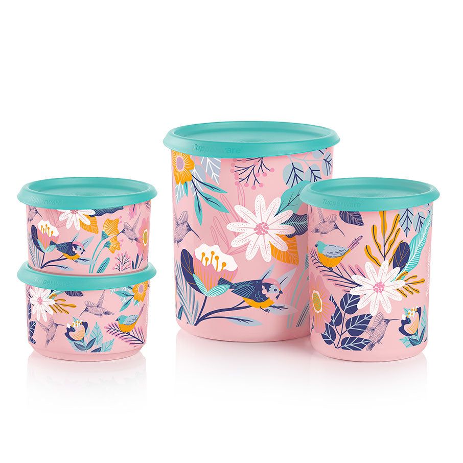 Tupperware Blushing Meadow One Touch Canister Set Candy Floss Dry Storage | CBF691734