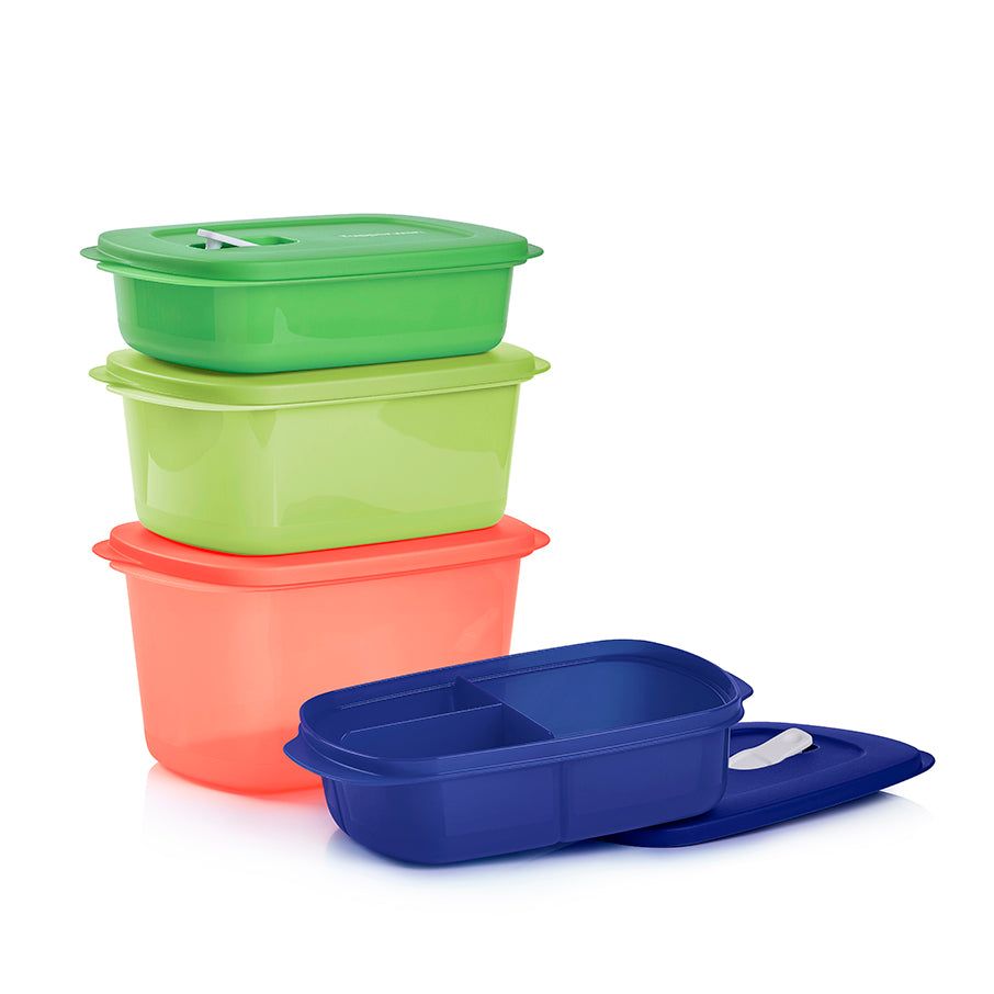 Tupperware Crystalwave 4-pc. Rectangular Set Blue Microwave Reheatable | CSW834297