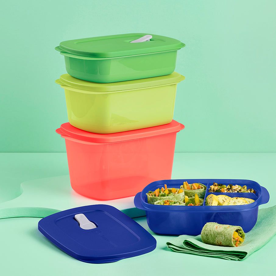 Tupperware Crystalwave 4-pc. Rectangular Set Blue Microwave Reheatable | CSW834297