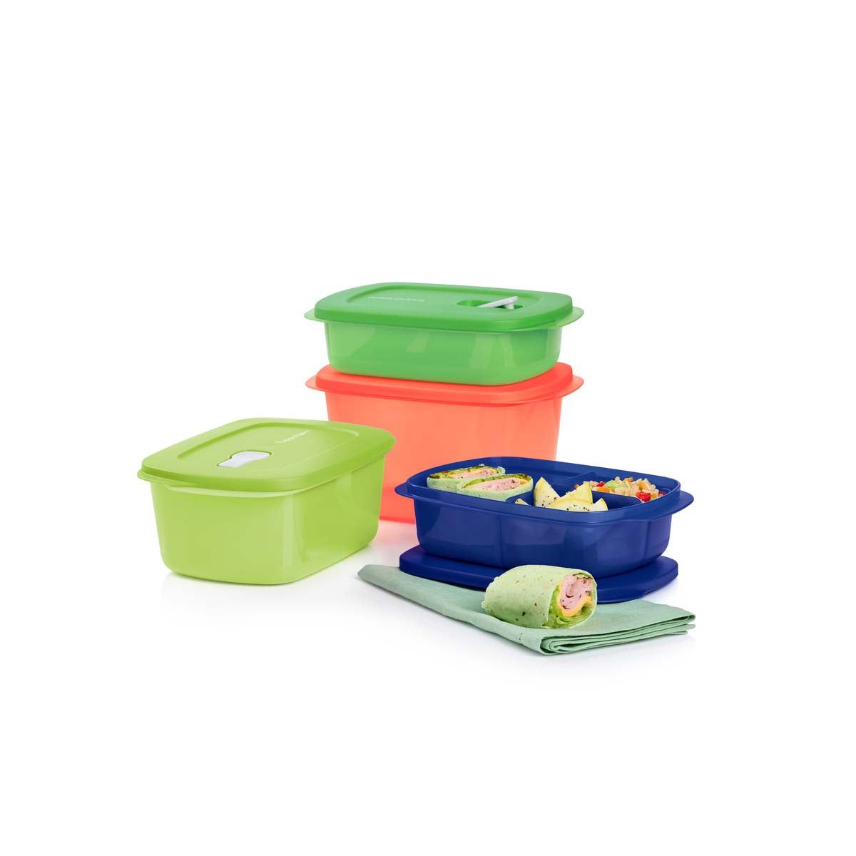 Tupperware Crystalwave 4-pc. Rectangular Set Blue Microwave Reheatable | CSW834297