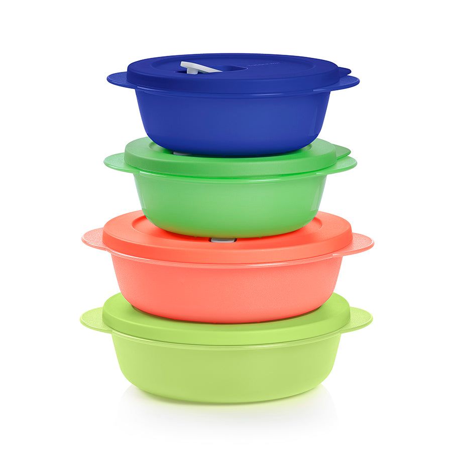 Tupperware Crystalwave Plus 4-pc. Round Set Blue Microwave Reheatable | HCZ021465