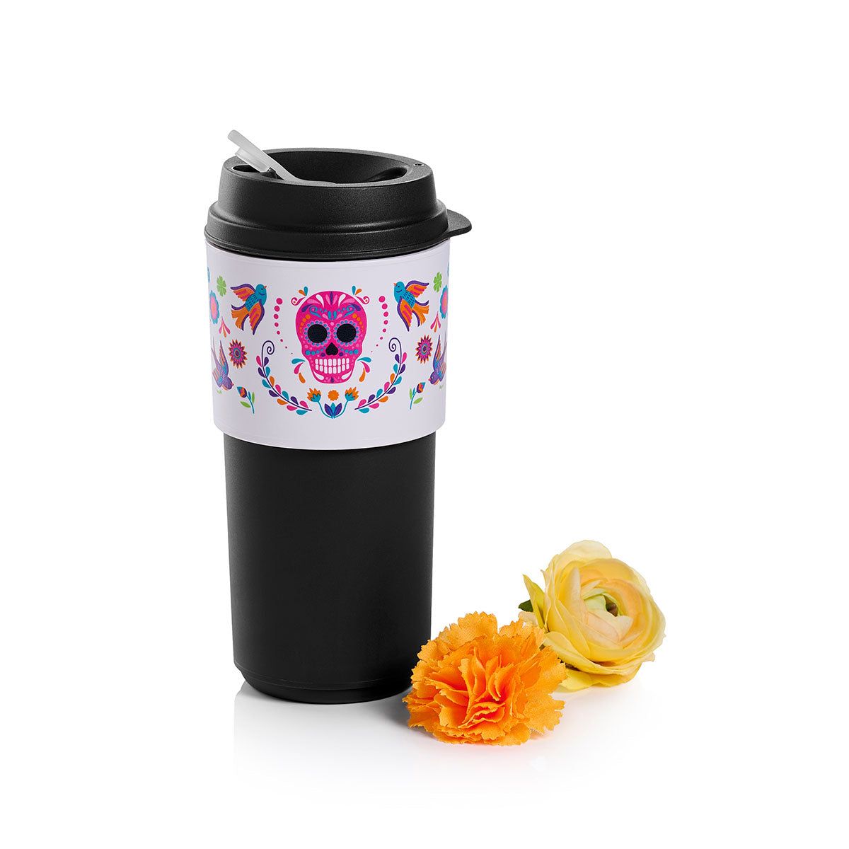 Tupperware Dia De Los Muertos Eco To-go Cup Black Thermal Drinkware | AZG783065