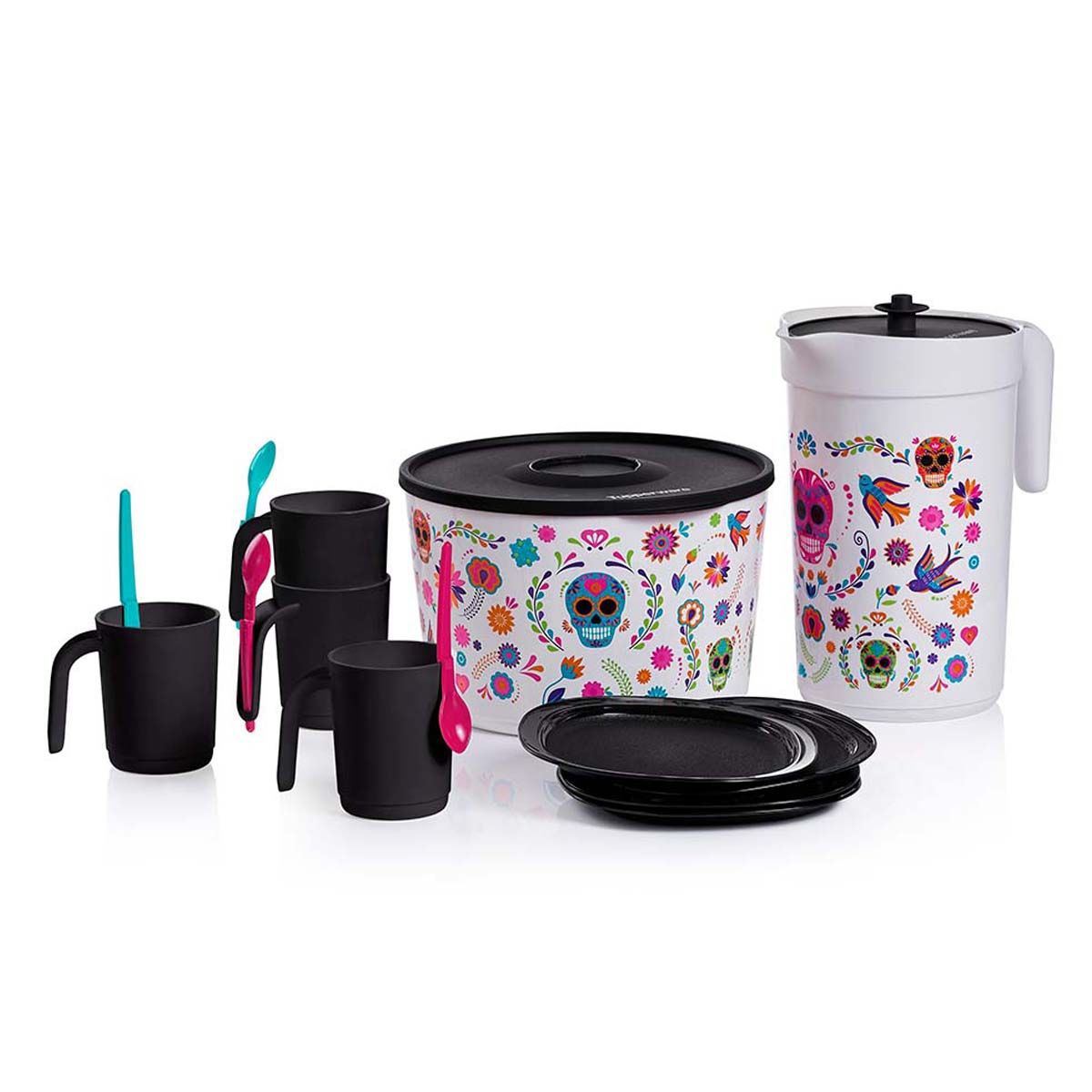 Tupperware Dia De Los Muertos Serving Set Black / Blue / Pink Serveware | HSK860942