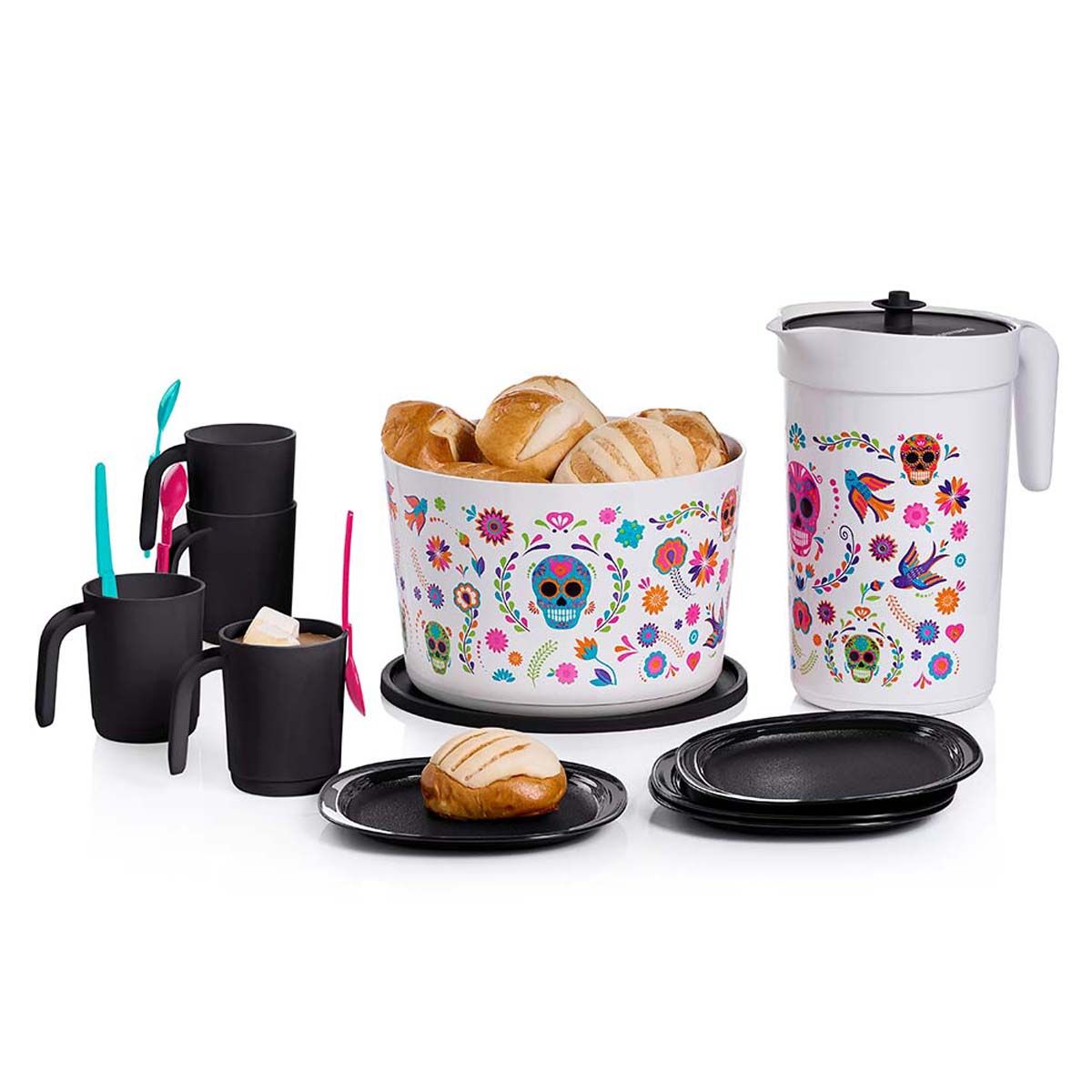 Tupperware Dia De Los Muertos Serving Set Black / Blue / Pink Serveware | HSK860942