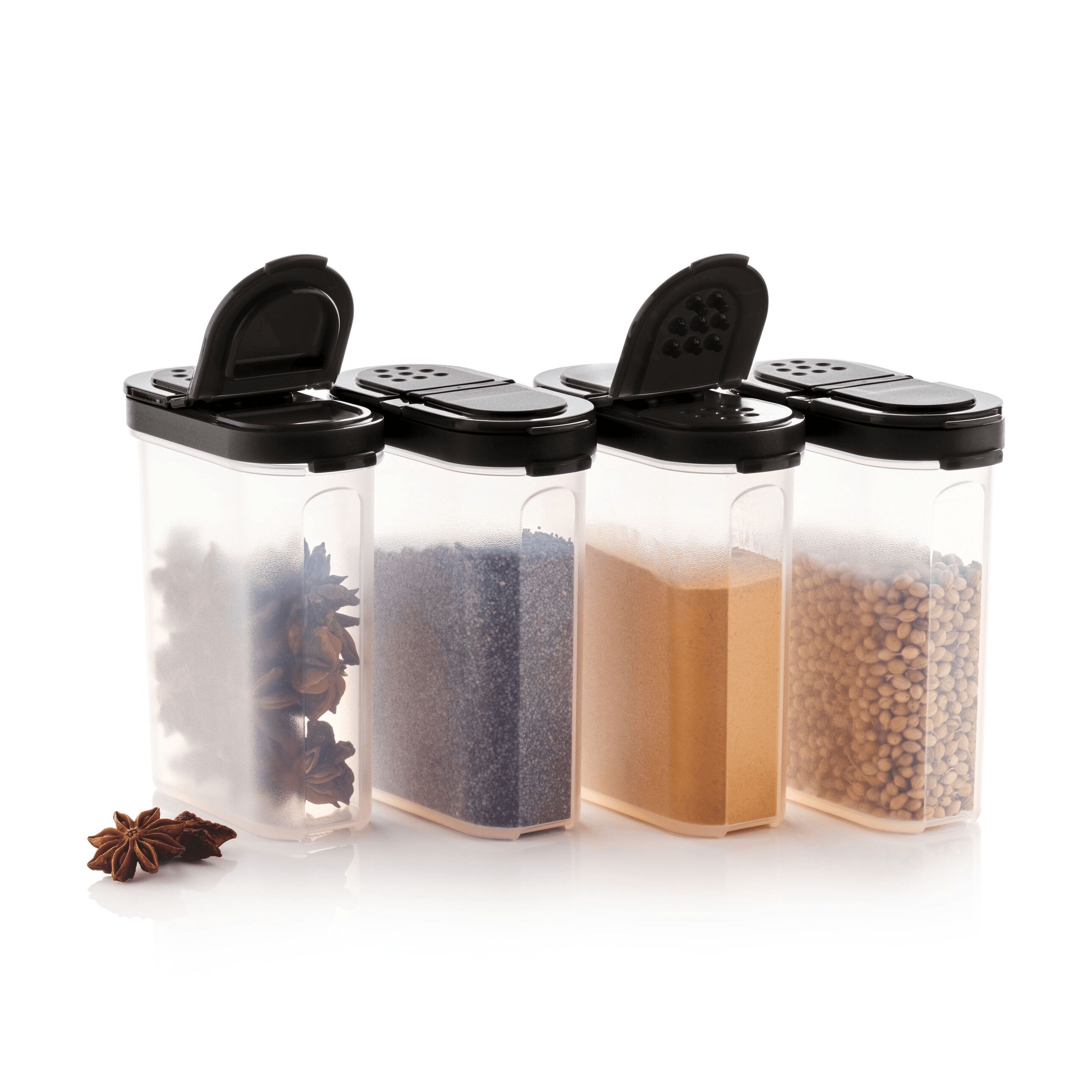 Tupperware Large Spice Shakers Black Dry Storage | XGU907185