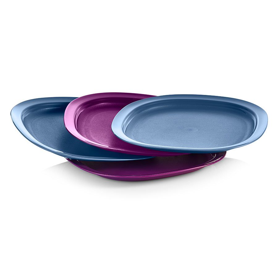 Tupperware Microwave Reheatable Luncheon Plates Blue Plates and Bowls | OQP935107