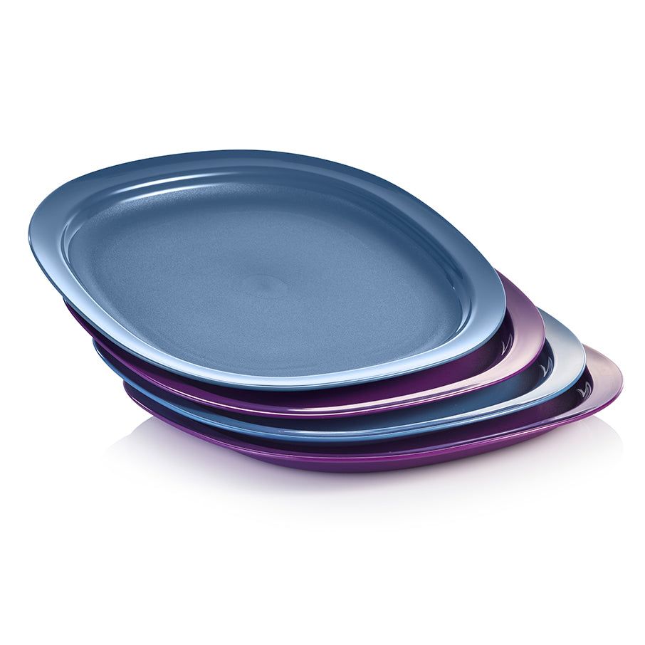 Tupperware Microwave Reheatable Luncheon Plates Blue Plates and Bowls | OQP935107