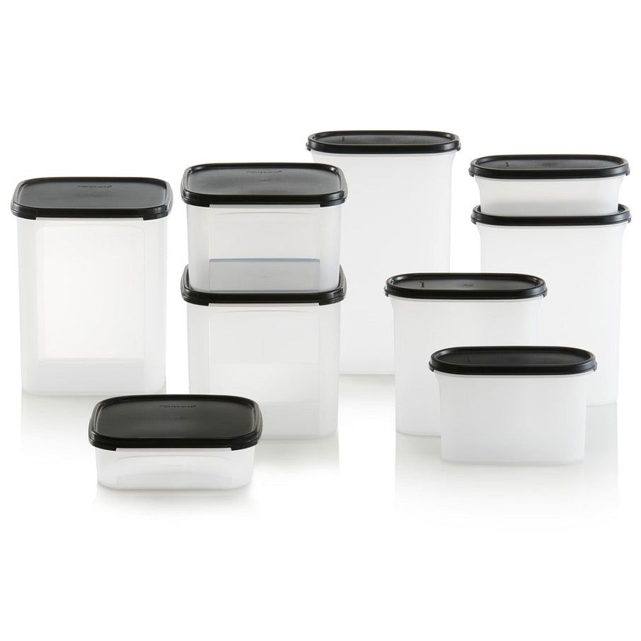 Tupperware Modular Mates Oval & Square Set Black Dry Storage | ZQG473985