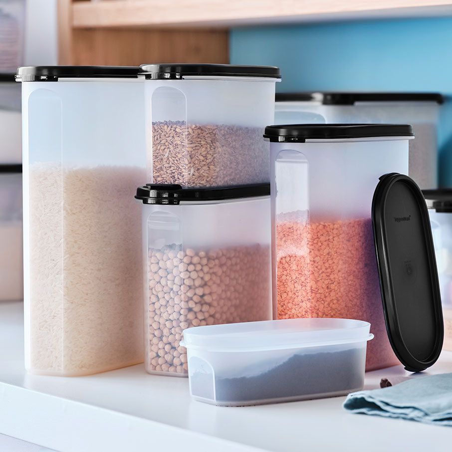 Tupperware Modular Mates Oval & Square Set Black Dry Storage | ZQG473985