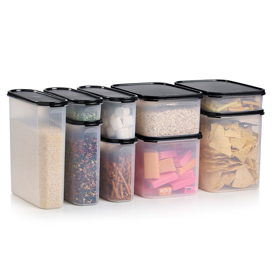 Tupperware Modular Mates Super Oval & Rectangular Set Black Dry Storage | VBY395204