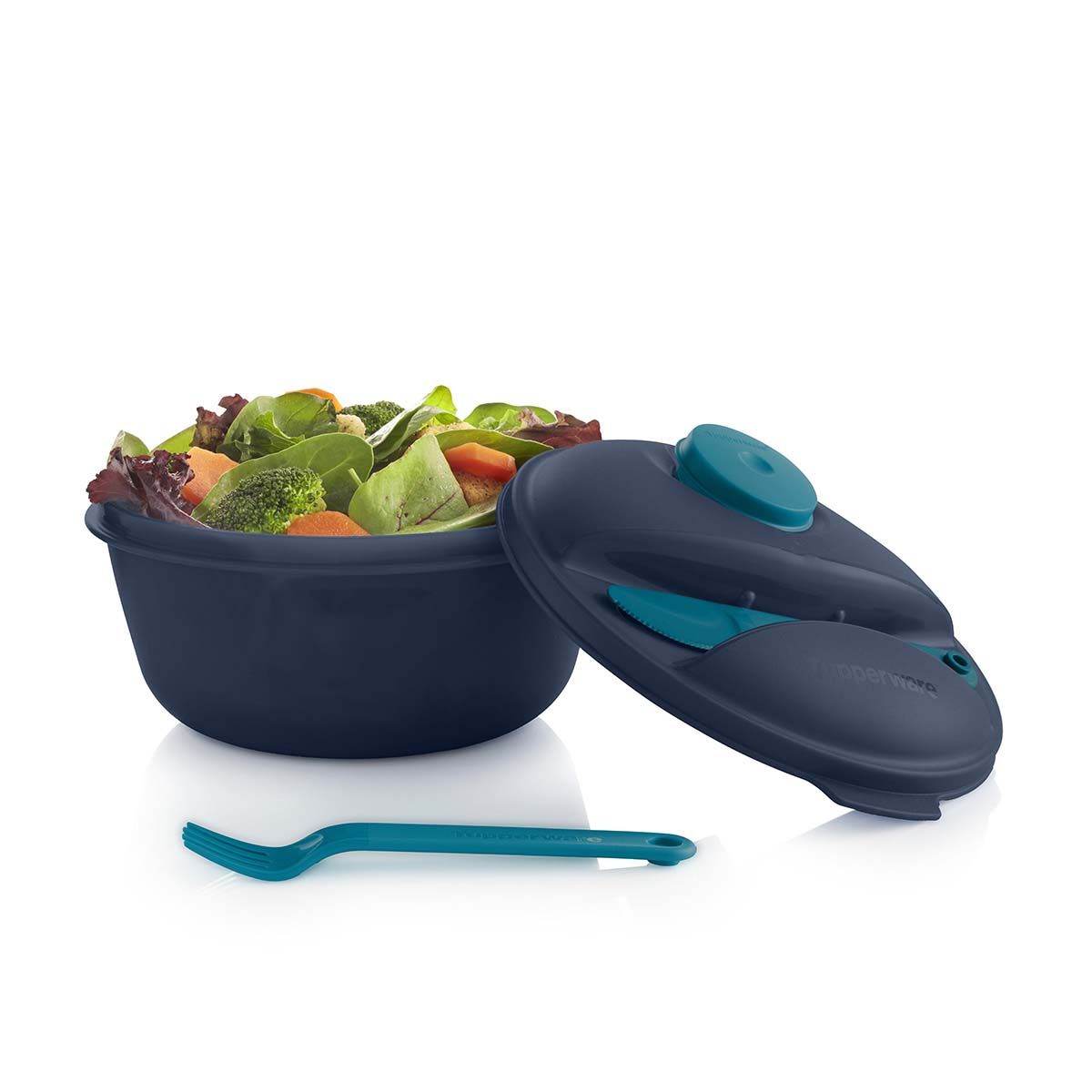 Tupperware Salad On The Go Set Peacock Lunch and Snacks | NDX279146