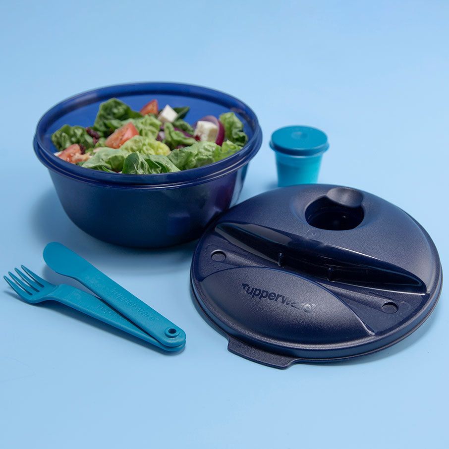 Tupperware Salad On The Go Set Peacock Lunch and Snacks | NDX279146