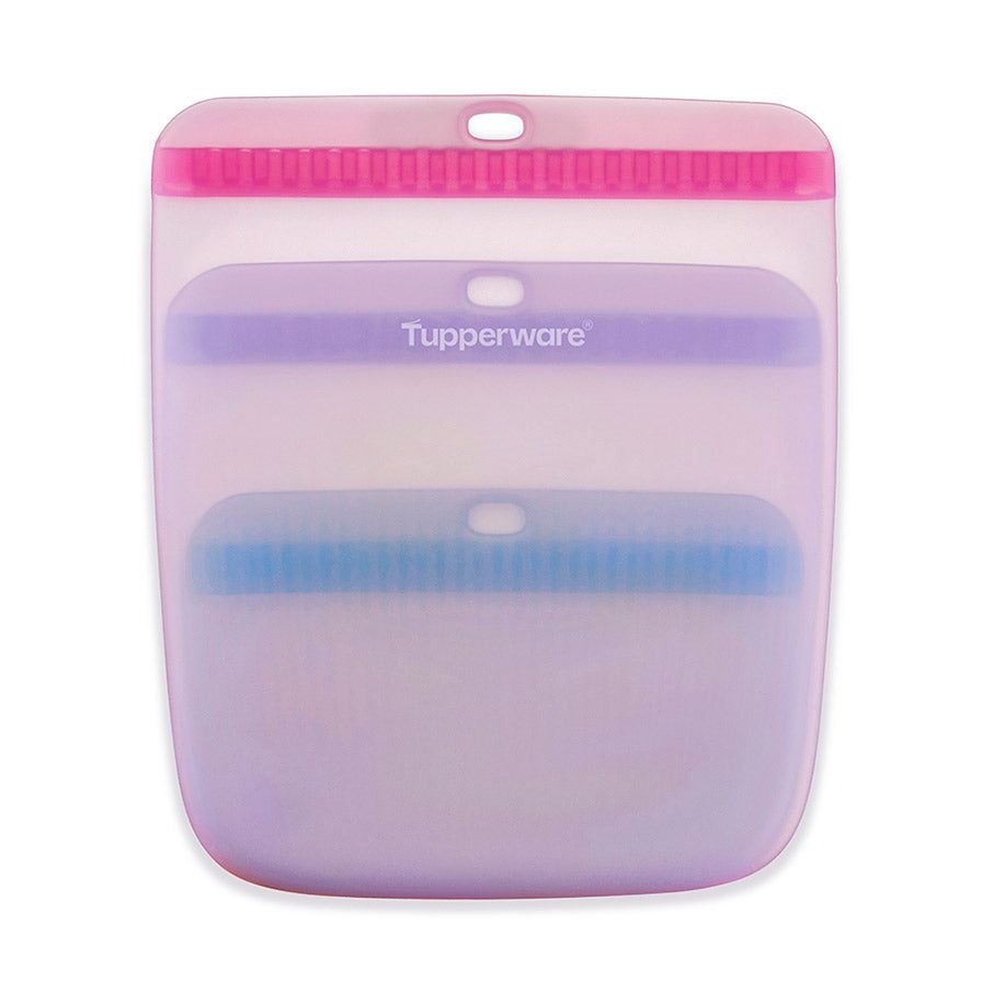 Tupperware The Ultimate Silicone Slim Bag Set Turquoise / White Freezer Storage | RLH273860