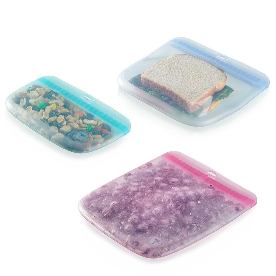 Tupperware The Ultimate Silicone Slim Bag Set Turquoise / White Freezer Storage | RLH273860