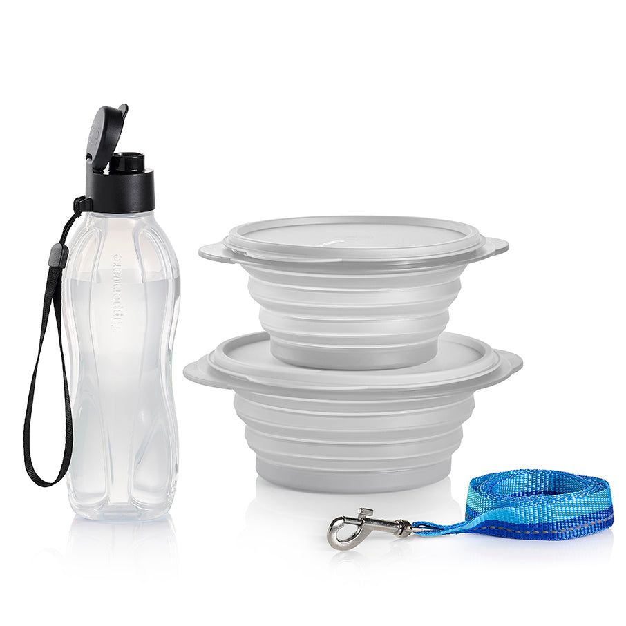 Tupperware Tupperpets Flatout! Travel Set Black Plates and Bowls | MDX457263