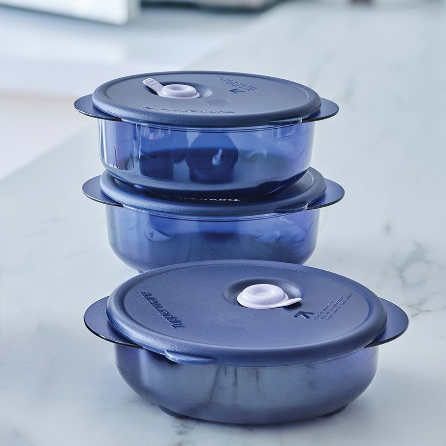 Tupperware Vent 'N Serve 3-pc. Small Round Set Nocturnal Sea Freezer Storage | RSF597461