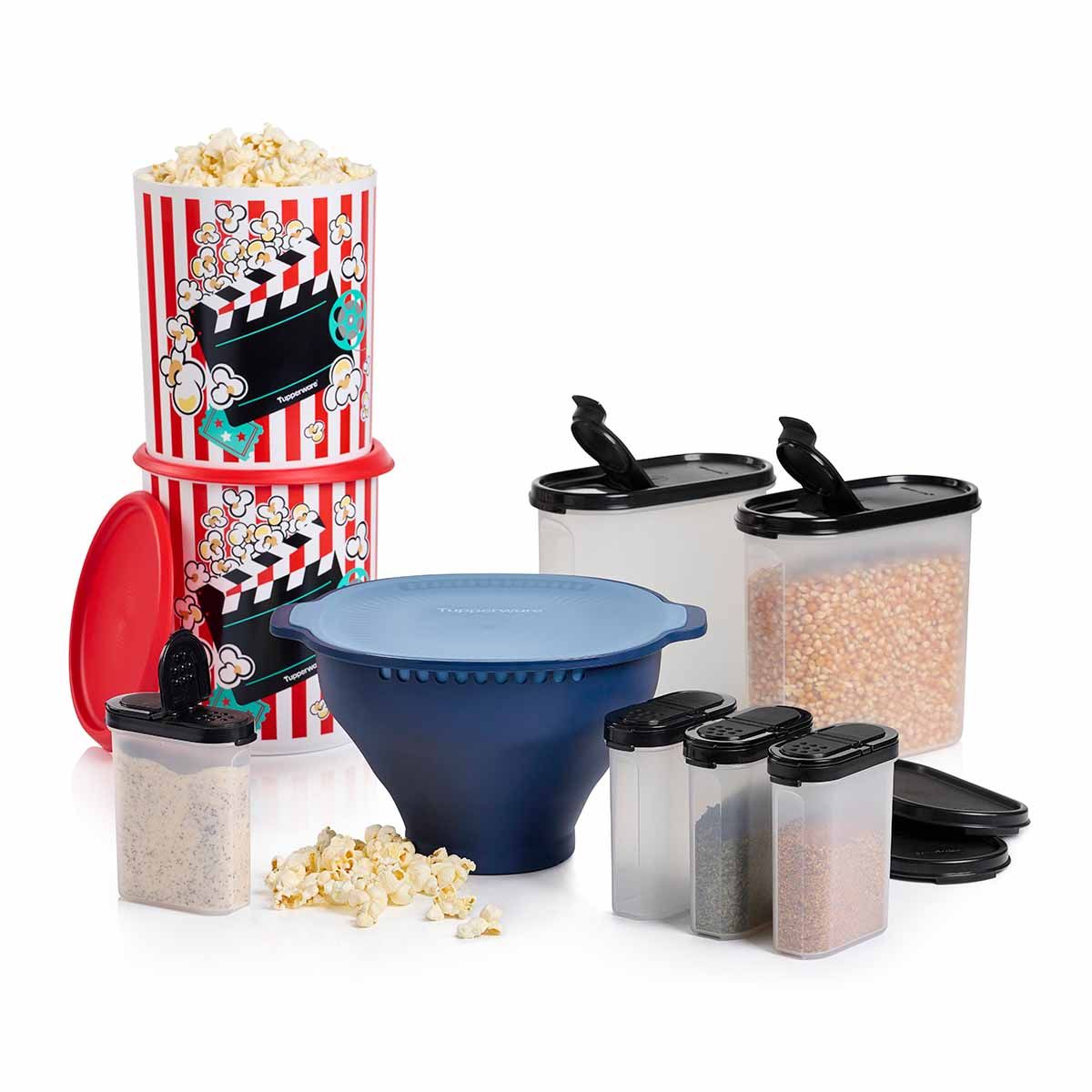 Tupperware Wow Movie Night Pack Blue / Black / White Microwave Cooking | HSZ794238